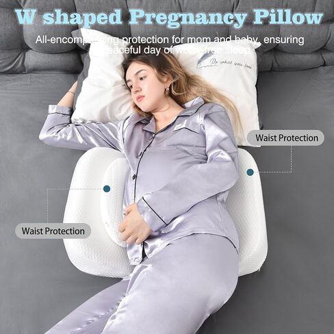 Pregnancy Pillows for Sleeping, Memory Foam Maternity Pillow for Side Sleeper, Pregnancy Body Pillow for Pregnant Women with Removable, Washable Cover, Support for Belly,Back, Legs (White) in Saudi Arabia