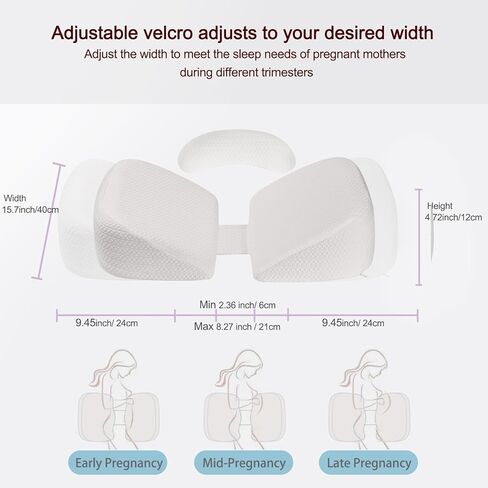 Pregnancy Pillows for Sleeping, Memory Foam Maternity Pillow for Side Sleeper, Pregnancy Body Pillow for Pregnant Women with Removable, Washable Cover, Support for Belly,Back, Legs (White) in Saudi Arabia