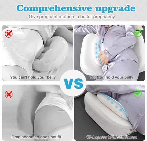 Pregnancy Pillows for Sleeping, Memory Foam Maternity Pillow for Side Sleeper, Pregnancy Body Pillow for Pregnant Women with Removable, Washable Cover, Support for Belly,Back, Legs (White) in Saudi Arabia