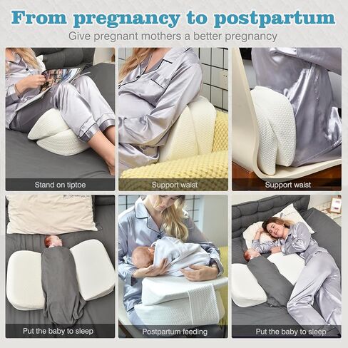Pregnancy Pillows for Sleeping, Memory Foam Maternity Pillow for Side Sleeper, Pregnancy Body Pillow for Pregnant Women with Removable, Washable Cover, Support for Belly,Back, Legs (White) in Saudi Arabia