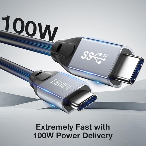 USB C to USB C Cable 20Gbps USB C 3.2 Data Cable 100W Fast Charging Type C to Type C Cord 5k/4k@60Hz Video Output for iPhone 15/15 pro, MacBook Air/Pro, iPad Pro 11/Air/Mini, Samsung Galaxy in Saudi Arabia