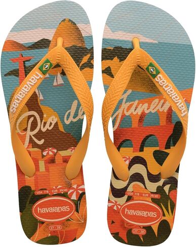 Havaianas للنساء - شبشب فليب فلوب بطباعة بطاقة بريدية - أصفر بوب - 7/8 in Saudi Arabia