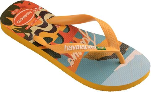 Havaianas للنساء - شبشب فليب فلوب بطباعة بطاقة بريدية - أصفر بوب - 7/8 in Saudi Arabia