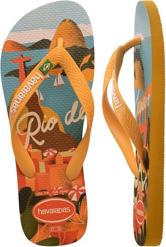 Havaianas للنساء - شبشب فليب فلوب بطباعة بطاقة بريدية - أصفر بوب - 7/8 in Saudi Arabia