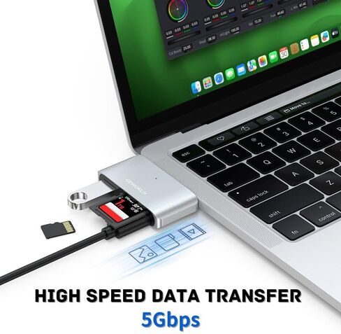 محور USB C، محطة إرساء USB C مع USB C إلى فتحتين قارئ بطاقة ذاكرة SD/Micro SD منافذ USB 3.0 USB C مزدوجة، قارئ بطاقة SD لأجهزة MacBook/iPhone 15 Pro Max/iPad/أجهزة الكمبيوتر المحمولة | التوصيل والتشغيل in Saudi Arabia
