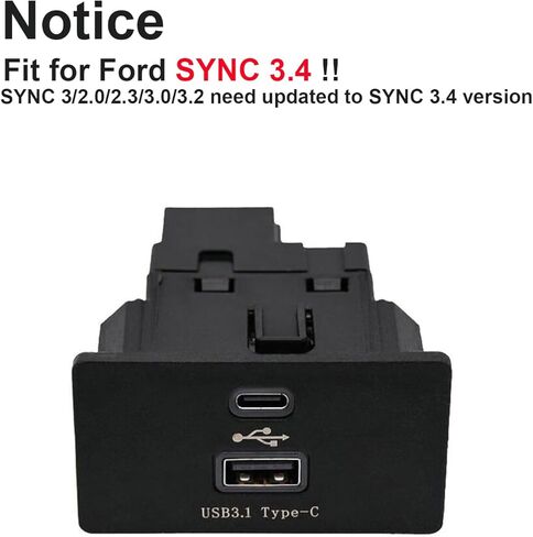 محور واجهة USB Carplay، وحدة USB+Type-C تناسب Ford Lincoln SYNC 3 الإصدار 3.4 شحن سريع وناقل حركة ثابت، منفذ مزدوج مناسب لـ Apple Carplay Android استبدال HC3Z-19A387-B-G in Kuwait