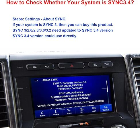 محور واجهة USB Carplay، وحدة USB+Type-C تناسب Ford Lincoln SYNC 3 الإصدار 3.4 شحن سريع وناقل حركة ثابت، منفذ مزدوج مناسب لـ Apple Carplay Android استبدال HC3Z-19A387-B-G in Kuwait