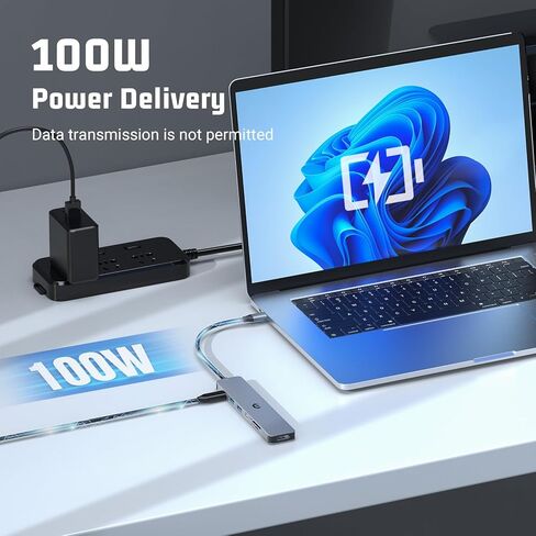 موزع USB C، محول USB C 7 في 1 مع HDMI 4K، 100 وات PD، USB C 3.0، 2 منافذ USB 3.0، قارئ بطاقة SD/TF، ​​قاعدة USB C محمولة متوافقة مع أجهزة MacBook Pro/Air، Windows وأجهزة النوع C in Saudi Arabia