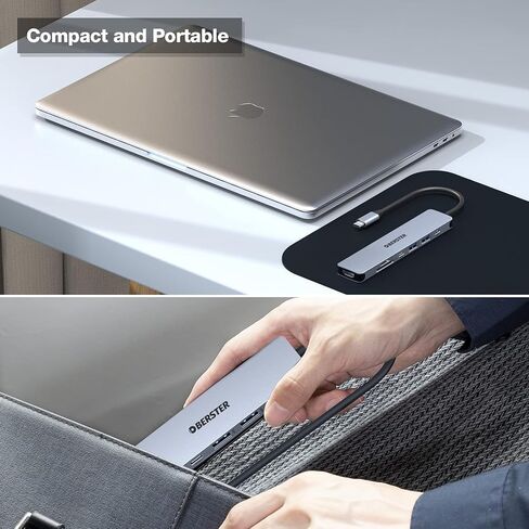موزع USB C، محول USB C 7 في 1 مع HDMI 4K، 100 وات PD، USB C 3.0، 2 منافذ USB 3.0، قارئ بطاقة SD/TF، ​​قاعدة USB C محمولة متوافقة مع أجهزة MacBook Pro/Air، Windows وأجهزة النوع C in Saudi Arabia