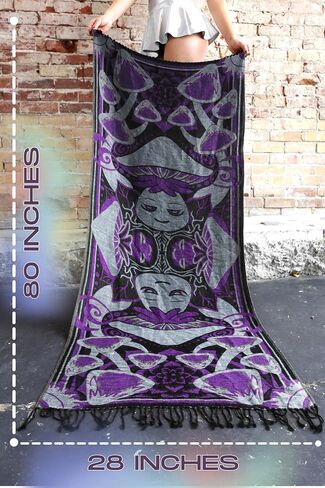 Mushroom Pashmina Shawl, w/Fringes Womens Scarf, Versatile Wrap for Festivals, Raves, Blankets in Saudi Arabia