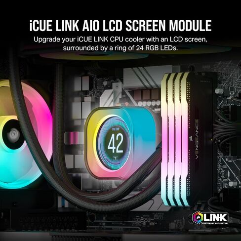وحدة شاشة LCD CORSAIR iCUE Link AIO - شاشة IPS LCD مقاس 2.1 بوصة - 24 مصباح LED RGB قابل للتوجيه بشكل فردي - تركيب بدون أدوات - أبيض in Saudi Arabia