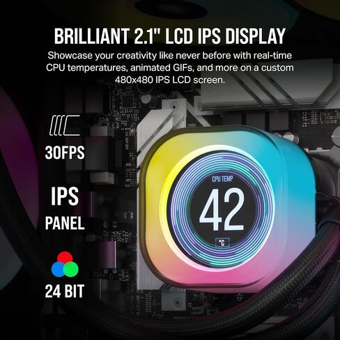 وحدة شاشة LCD CORSAIR iCUE Link AIO - شاشة IPS LCD مقاس 2.1 بوصة - 24 مصباح LED RGB قابل للتوجيه بشكل فردي - تركيب بدون أدوات - أبيض in Saudi Arabia