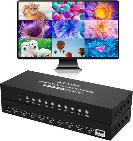 4K HDMI Seamless Multi-Viewer 4x1, 4K@30Hz Quad HDMI Multiviewer Switcher 4 in 1 Out w/IR Remote for PC, Laptop, Security Camera, Fire Stick, Roku, Game (4 Modes Displays) in Saudi Arabia