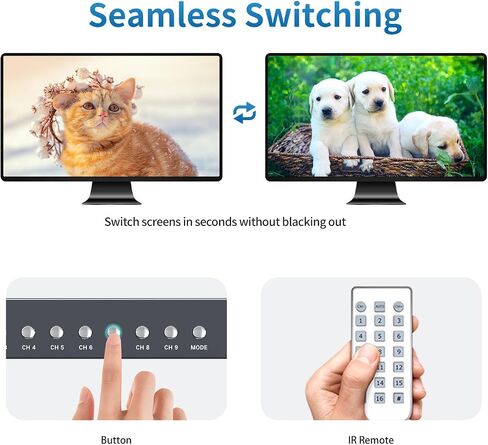 4K HDMI Seamless Multi-Viewer 4x1, 4K@30Hz Quad HDMI Multiviewer Switcher 4 in 1 Out w/IR Remote for PC, Laptop, Security Camera, Fire Stick, Roku, Game (4 Modes Displays) in Saudi Arabia