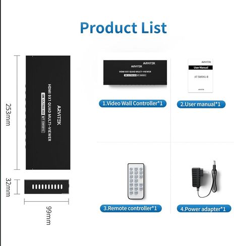 4K HDMI Seamless Multi-Viewer 4x1, 4K@30Hz Quad HDMI Multiviewer Switcher 4 in 1 Out w/IR Remote for PC, Laptop, Security Camera, Fire Stick, Roku, Game (4 Modes Displays) in Saudi Arabia
