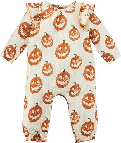 Mud Pie Baby-girls Halloween Pumpkin Outfit Mud Pie Baby Girl Halloween Pumpkin Outfit، كريمي/برتقالي، 6-9 أشهر in Saudi Arabia