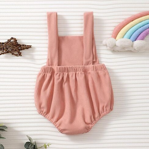 ملابس Lesimsam لحديثي الولادة من البنات مع حزام بدون أكمام وتطريز قوس قزح بشكل عام، بدلة رومبير بحمالات in Kuwait