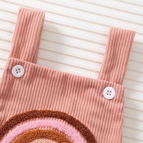 ملابس Lesimsam لحديثي الولادة من البنات مع حزام بدون أكمام وتطريز قوس قزح بشكل عام، بدلة رومبير بحمالات in Kuwait