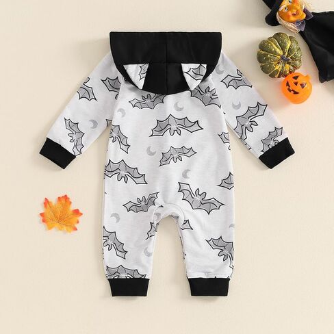 Ayalinggo Newborn Baby Girl Boy Halloween Pumpkin Hooded Outfit Ghost Romper Long Sleeve Bodysuit Infant Fall Clothes in Kuwait