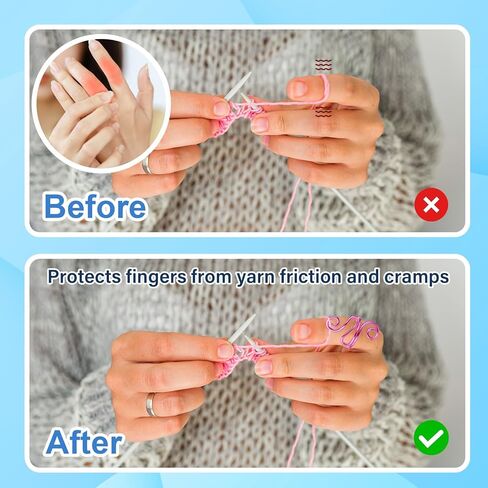 6Pcs Adjustable Hook Ring Handmade Crochet Tension Ring Finger Knitting Thimble Ring Companion Ring Left Right Yarn Tension Control Ring Accessories for Women Crocheters Lovers Mom Birthday in Kuwait