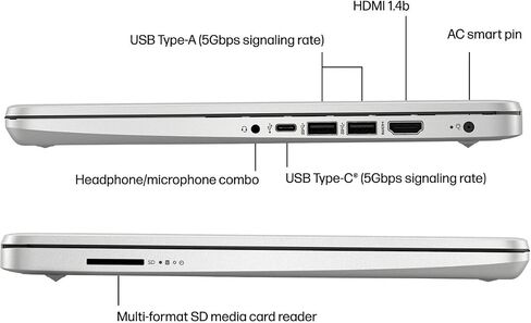 كمبيوتر محمول HP 14 HD Ultra Light للطلاب، معالج Intel Pentium N5030 رباعي النواة (يصل إلى 3.1 جيجا هرتز)، ذاكرة الوصول العشوائي 16 جيجابايت، 512 جيجابايت SSD، WiFi، بلوتوث، كاميرا ويب، Windows 11، مكتب لمدة عام 365، ملحقات KyyWee in Kuwait