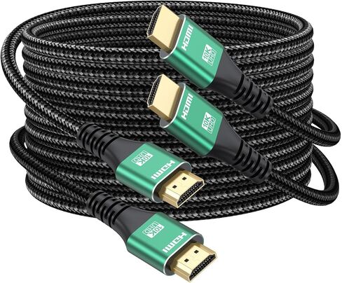 10K 8K HDMI Cable 10FT 2-Pack, 48Gbps High Speed HDMI 2.1 Cable 8K@60Hz, 4K@120Hz Braided HDMI Cord eARC, HDR10, HDCP2.2&2.3 for PS5/PS4, X-Box, Roku TV, HDTV, Blu-ray, LG, Samsung in Saudi Arabia