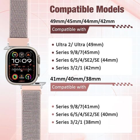 Nylon Sport Loop Band Compatible with Apple Watch Band 38mm 40mm 41mm 42mm 44mm 45mm 49mm Women Men, Adjustable Breathable Replacement Strap for iWatch Series 9 8 7 6 5 4 3 2 1 SE Ultra 2/1 in Saudi Arabia