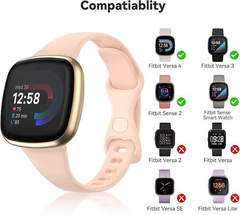 أساور Aceyoon متوافقة مع Fitbit Sense 2 / Sense Bands، Fitbit Versa 4 / Versa 3 Bands للنساء والرجال، حزام بديل من السيليكون الناعم المتين واستبدال سوار معصم الساعة الرياضية الرقيقة in Saudi Arabia