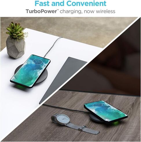 Motorola TurboPower Wireless Charger- 15W Qi Charging pad with 6.6ft Cable and AC Charger for Motorola Edge 2022, Edge+ 2022, Moto Edge Plus 2020/2022, ThinkPhone in Saudi Arabia