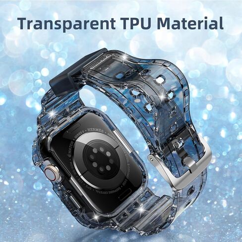 Compatible with Apple Watch Band 40mm 38mm 41mm 42mm 44mm 45mm 49mm Women Men, Crystals Clear Wristband with Bumper Case for iWatch Ultra 2/1 Series 9 8 7 SE/6 5 4 3 2 1 in Kuwait