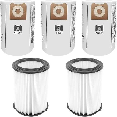 عبوة من 2 مرشحات بديلة VF4000 من ANBOO لمكنسات Ridgid Shop Vac 5-20 جالون للمكانس الكهربائية الرطبة/الجافة + 3 عبوات VF3502 أكياس فلتر مكنسة كهربائية متوافقة مع مكانس Shop Vac 12-16 جالون in Kuwait