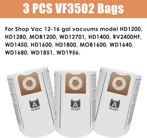 عبوة من 2 مرشحات بديلة VF4000 من ANBOO لمكنسات Ridgid Shop Vac 5-20 جالون للمكانس الكهربائية الرطبة/الجافة + 3 عبوات VF3502 أكياس فلتر مكنسة كهربائية متوافقة مع مكانس Shop Vac 12-16 جالون in Kuwait
