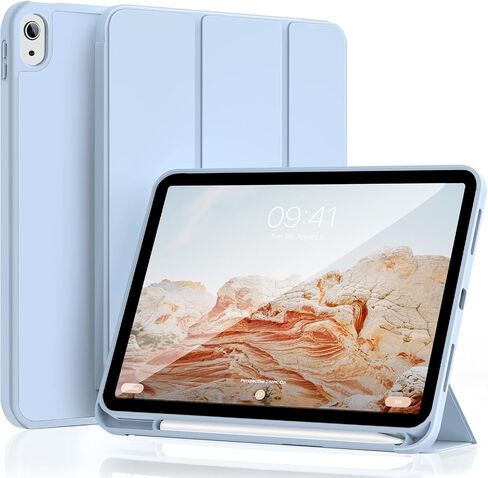 KenKe for 10th Generation Case 10.9 Inch 2022 with Pencil Holder, Soft TPU Back Smart Trifold Stand Case [Support Touch ID and Auto Wake/Sleep], Cover for 10th Gen 10.9 inch 2022, White ice in Saudi Arabia