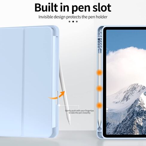 KenKe for 10th Generation Case 10.9 Inch 2022 with Pencil Holder, Soft TPU Back Smart Trifold Stand Case [Support Touch ID and Auto Wake/Sleep], Cover for 10th Gen 10.9 inch 2022, White ice in Saudi Arabia