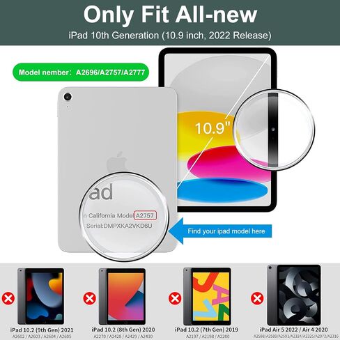 KenKe for 10th Generation Case 10.9 Inch 2022 with Pencil Holder, Soft TPU Back Smart Trifold Stand Case [Support Touch ID and Auto Wake/Sleep], Cover for 10th Gen 10.9 inch 2022, White ice in Saudi Arabia