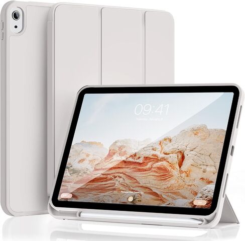 KenKe for 10th Generation Case 10.9 Inch 2022 with Pencil Holder, Soft TPU Back Smart Trifold Stand Case [Support Touch ID and Auto Wake/Sleep], Cover for 10th Gen 10.9 inch 2022, White ice in Saudi Arabia