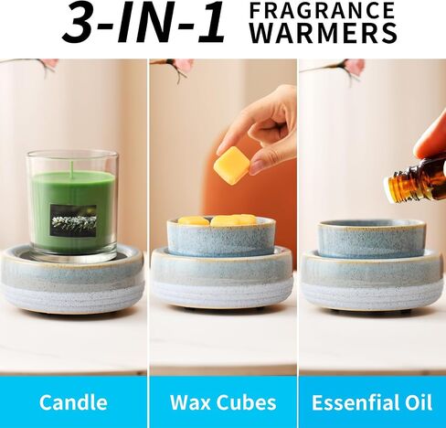 copinpin Candle Wax Melt Warmer with 7 Colors LED Changing Light Yankee Jar Wax Warmer for Scented Wax,Electric Candle Warmer for Fragrance Oil and Wax Cubes for Home and Office Décor Gift for Mom in Saudi Arabia