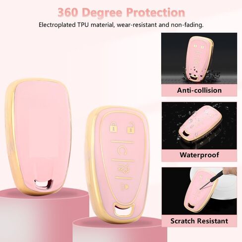 PIFOOG Key Fob Cover for Honda 2024 2023 CRV HRV Civic Accord Pilot Pink Gold Car Keys Accessories 5 Buttons Key Case Shell Bling Keychain Keyring Full Covers Protector Girly Cute Women TPU in Kuwait