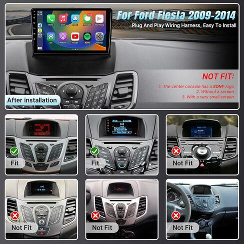 راديو سيارة Naifay لسيارة Ford Fiesta 2009-2014 مع CarPlay Android Auto، 2+32G 9 بوصة IPS تعمل باللمس ستيريو سيارة لفورد مع أجهزة استقبال صوت بلوتوث/FM/GPS/WiFi/SWC/شاشة مقسمة/كاميرا in Kuwait