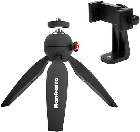 Manfrotto MTPIXI-B PIXI Mini Tripod, Black, Bundled with A ZAYKiR Universal Smartphone Tripod Adapter in Saudi Arabia