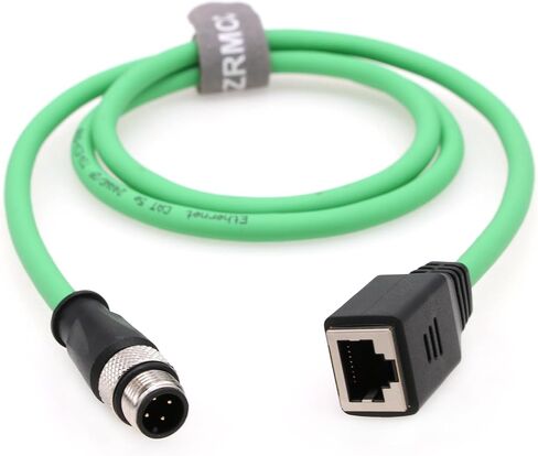 SZRMCC M12 D-Code 4 Pin Male to RJ45 Female Connector EtherCAT Cable High Flex Cat6 Shielded Waterproof Network Cable for Industrial Camera Sensor Green (4pin Female, 1m) in Saudi Arabia