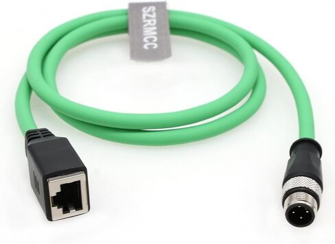 SZRMCC M12 D-Code 4 Pin Male to RJ45 Female Connector EtherCAT Cable High Flex Cat6 Shielded Waterproof Network Cable for Industrial Camera Sensor Green (4pin Female, 1m) in Saudi Arabia