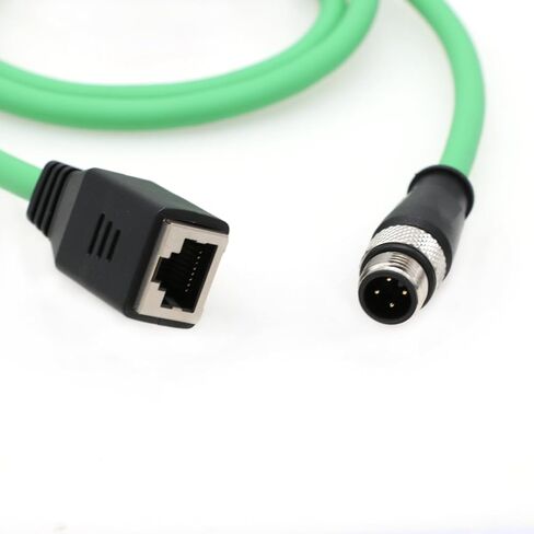 SZRMCC M12 D-Code 4 Pin Male to RJ45 Female Connector EtherCAT Cable High Flex Cat6 Shielded Waterproof Network Cable for Industrial Camera Sensor Green (4pin Female, 1m) in Saudi Arabia