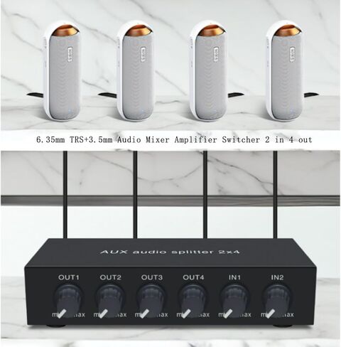4 قنوات 6.35 مم TRS أو 3.5 مم HiFi Audio Mixer مضخم سماعة الرأس مقسم محول 2 في 4 خارج 2 خارج خلاط تحكم الهاتف الخليوي الكمبيوتر الخارجي 4 منافذ صوت سماعة الرأس مكبر صوت استيريو in Kuwait