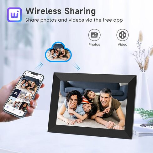 إطار صورة رقمي BIGASUO بدقة 1280 × 800، شاشة لمس بإطار صور سحابي ذكي واي فاي مقاس 10.1 بوصة، ذاكرة مدمجة سعة 16 جيجابايت، تدوير تلقائي، عرض شرائح، مشاركة الصور ومقاطع الفيديو على الفور عبر تطبيق Uhale in Kuwait