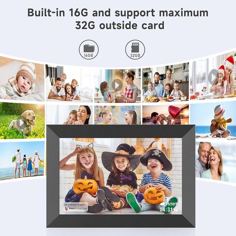 إطار صورة رقمي BIGASUO بدقة 1280 × 800، شاشة لمس بإطار صور سحابي ذكي واي فاي مقاس 10.1 بوصة، ذاكرة مدمجة سعة 16 جيجابايت، تدوير تلقائي، عرض شرائح، مشاركة الصور ومقاطع الفيديو على الفور عبر تطبيق Uhale in Kuwait