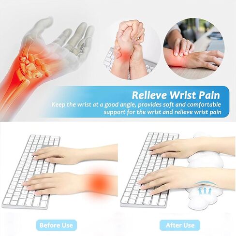 Keyboard Cloud Wrist Rest, White Cloud Wrist Rest with Leather Surface Memory Foam Non-Slip Base Cloud Palm Rest for Relieve Wrist & Arm Pain for PC Gaming/Office/Computer/Laptop (White) in Saudi Arabia