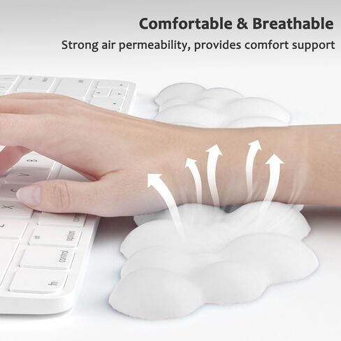 Keyboard Cloud Wrist Rest, White Cloud Wrist Rest with Leather Surface Memory Foam Non-Slip Base Cloud Palm Rest for Relieve Wrist & Arm Pain for PC Gaming/Office/Computer/Laptop (White) in Saudi Arabia