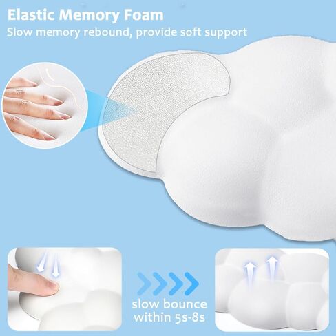 Keyboard Cloud Wrist Rest, White Cloud Wrist Rest with Leather Surface Memory Foam Non-Slip Base Cloud Palm Rest for Relieve Wrist & Arm Pain for PC Gaming/Office/Computer/Laptop (White) in Saudi Arabia