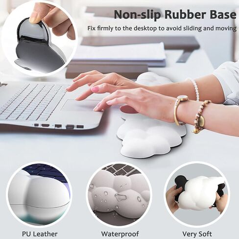 Keyboard Cloud Wrist Rest, White Cloud Wrist Rest with Leather Surface Memory Foam Non-Slip Base Cloud Palm Rest for Relieve Wrist & Arm Pain for PC Gaming/Office/Computer/Laptop (White) in Saudi Arabia